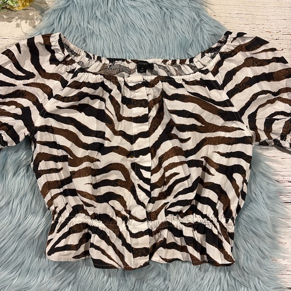 J. crew Gathered scoopneck top in zebra stripe - Picture 7 of 9
